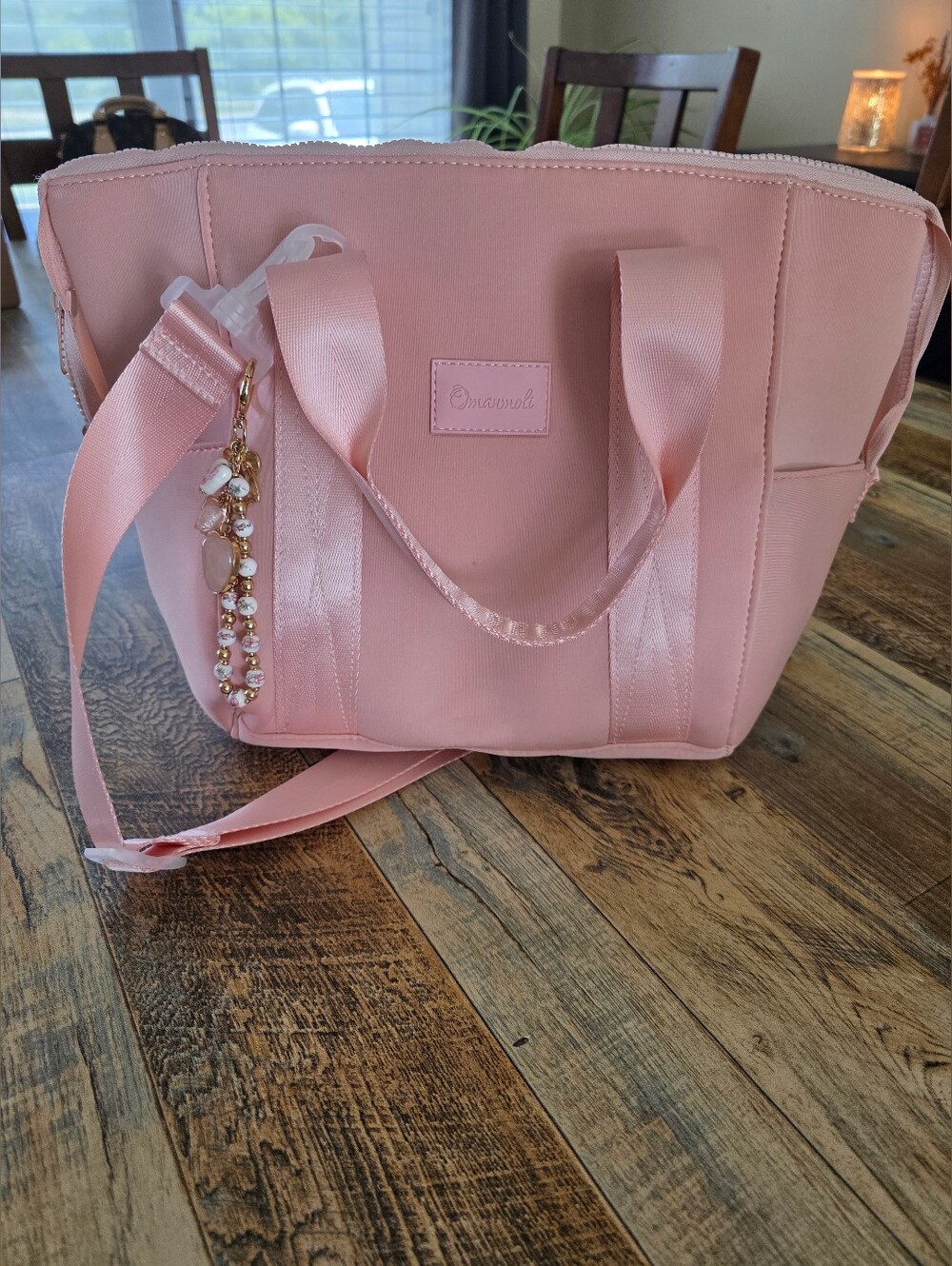 Pink Tote Lunch Bag with Shoulder Strap